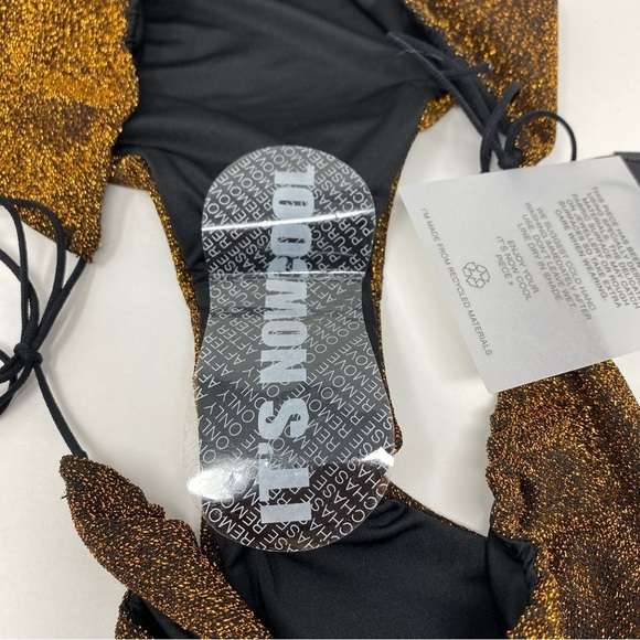 It’s Now Cool The Gathered Tie Pant Bikini in Copper Lurex NWT - Picture 5 of 7